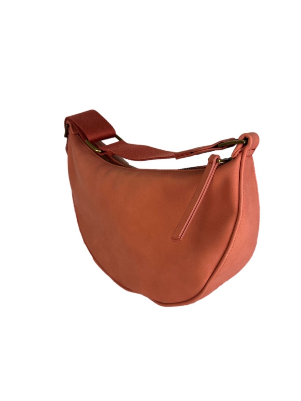 Rust Leather Crescent Shoulder Bag -  Women